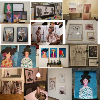 Vintage Meitene Matu Ziedu Sieviešu Modes Sienas Mākslas Audekls Gleznošanai Mūsdienu Ziemeļvalstu Plakātu Sienas, Attēlus Dzīvojamā Istaba Bez Rāmīša