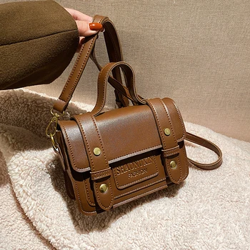 Vintage Nelielu Kvadrātveida Tote soma ir 2021. Modes New Augstas kvalitātes PU Ādas Sieviešu Dizainers Rokassomu Ceļojumu Plecu Messenger Bag