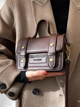 Vintage Nelielu Kvadrātveida Tote soma ir 2021. Modes New Augstas kvalitātes PU Ādas Sieviešu Dizainers Rokassomu Ceļojumu Plecu Messenger Bag