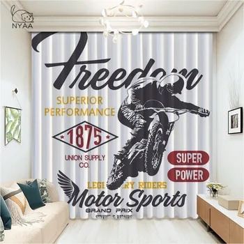 Vintage Retro Motociklu Aizkaru Nodalījums, Lai Telpa, Aizkari Bērnistabu Logu Aizkari Bērnu Istabas Mikro Ēnojumu