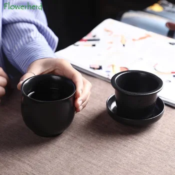 Violetā Māla Senās Keramikas, Keramikas, Porcelāna Tējas Komplekts Teaware Kung Fu Tējas Komplekts Tējas Katlā un Kausa Uzstādīt Āra Vienā Katlā Četras Tases