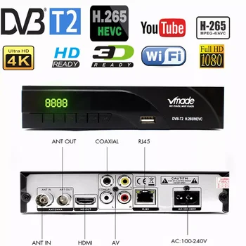 Vmade 2019 Jaunākās DVB-T / DVB-T2 Uzcelta RJ45 H. 265/ HEVC HD Digitālais Virszemes Uztvērējs Atbalsta Youtube M3U DVB TV Kastē