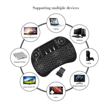 Vmade Īpašu Pārdošanas čehija 3 Krāsu Backlit i8 Mini Bezvadu Tastatūra 2.4 GHz Gaisa peli Android TV X96 Smart Klēpjdators