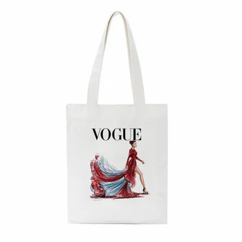 Vogue Sieviešu Audekls Tote Iepirkumu grozs Skolotāju Dzīvi Atkārtoti Eco Pircējs Pleca Soma Ielu modes dāma, Grāmata, Soma, Modes Somas