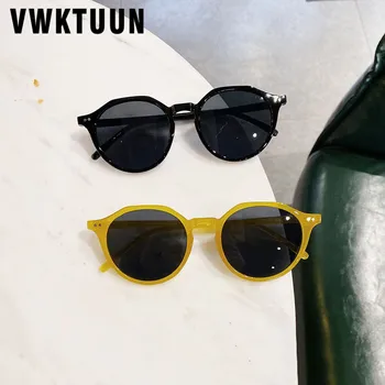 VWKTUUN Apaļas Saulesbrilles Sieviešu Vintage Lielgabarīta Saulesbrilles PC Rāmja Brilles UV400 Punkti Konfektes Krāsu Vīriešu Braukšanas Sunglass