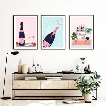 Vīns Virtuves Plakātu Drukas Šampanieša Kokteili Dzert Audekls Drukāt Sienas Mākslas Glezniecības Ainu Ēdamistaba Restorāns Bārs Apdare