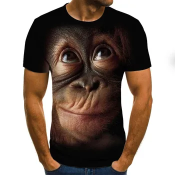 Vīriešu Apģērbu Ielās Atpūtas Orangutan 3D Modeli T-krekls ar Īsām Piedurknēm Vīriešu Vasaras Modes Top Dzīvnieku Print 3D T krekls