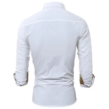 Vīriešu krekli eiropā lielums jaunpienācēji, slim fit vīriešu krekls cietā garām piedurknēm britu stila kokvilnas vīriešu krekls