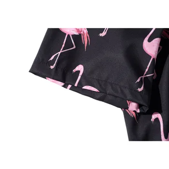 Vīriešu Modes Havaju Krekls Flamingo Iespiesti Īsām Piedurknēm Pludmales Krekli Vīriešu Vasaras Harajuku Hip Hop Streetwear Vintage Vīriešu Krekls