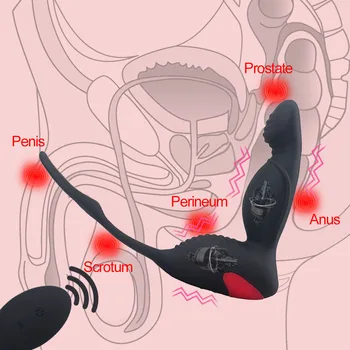Vīriešu Prostatas Masāža, Anālais Vibrators Pievienojiet Anālā Prostatas Stimulators Butt Plug Kavēšanās Ejakulācijas Gredzenu Pieaugušo Seksa Rotaļlietu Vīriešiem-Gejiem