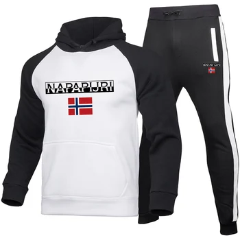 Vīriešu sporta divdaļīga sporta vīriešu sporta apģērbu modes krāsu atbilstību skriešanas drēbes, ziemas vīriešu fitnesa apģērbi vīriešiem