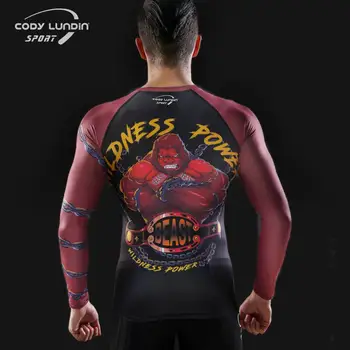 Vīriešu Sporta t krekls Kompresijas MMA 3D orangutan modelis apmācības Tee Ātri Sausas Darbojas Mācību Topi Joggers Fitnesa Muay T krekls