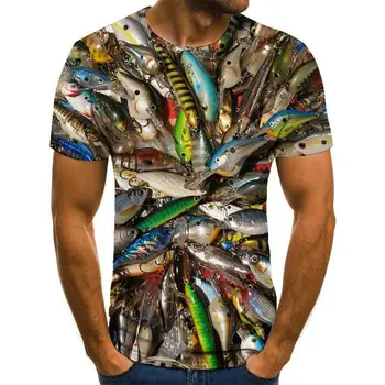Vīriešu vasaras jaunā stila 3D iespiesti zivju modelis jaunatnes skaists vīriešu T-krekls hip-hop īsām piedurknēm vīriešu un sieviešu ikdienas T-shi