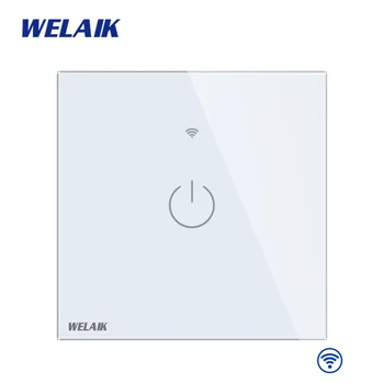 WELAIK AK WIFI-Touch Switch-Kristāla Stikla Paneļu Sienas-Saprātīga Maiņa-Apgaismojuma Smart-Slēdzis 1gang-1way B1911CW&WIFI