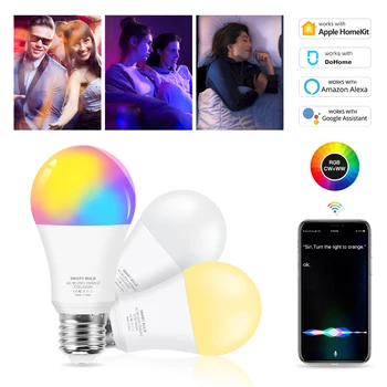 Wifi Smart Gaismas Spuldze 12W E27 Krāsa Mainās Gaismas RGB CW LED Spuldzes Aptumšojami Saderīgu Amazon Alexa / Google / Apple HomeKit
