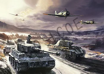 WW2 GER Vērmahta Tiger Tanku Panzer T-VI Panther T-V Attēlu Militārā Vintage Kraftpapīrs Plakātu Sienas Uzlīmes, Krāsošana Sienas Māksla