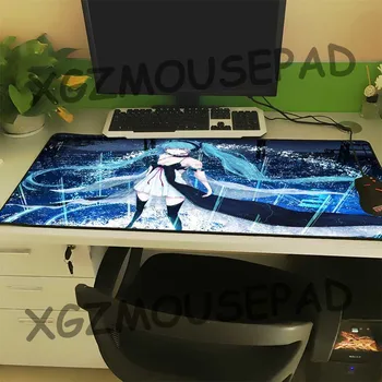 XGZ Japāņu Anime, Liela Izmēra Diy Custom Spēlētājs Mouse Pad Black Bloķēšanas Malas Cute Meitene Miku Datora Galda, Paklāja Gumijas neslīdošu 90x40