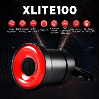 XLITE100 Velosipēdu Gaismas Lukturīti, Lai Velosipēds Aizmugures Gaismas Auto Start/Stop Bremžu Sajūtu IPx6 Ūdensdrošs LED Uzlādes Riteņbraukšana Taillight