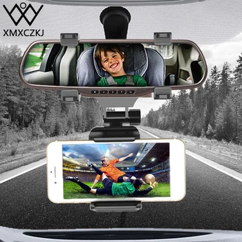 XMXCZKJ Automašīnas Tālruņa Turētāju Automašīnas Atpakaļskata Spoguļa Kronšteinu Tālruņa Turētājs 270 Grādiem, iPhone 8 Samsung Viedtālruņa GPS Stāvēt Universal