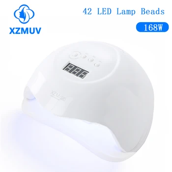 XZMUV UV Nagu Lampas Manikīra Instrumenti, LED Nagu Žāvētājs Izārstēt Visas Želejas polijas 168W/42pcs Taimeris Smart Ledus Lampas Nagu Dizains