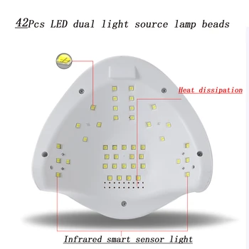 XZMUV UV Nagu Lampas Manikīra Instrumenti, LED Nagu Žāvētājs Izārstēt Visas Želejas polijas 168W/42pcs Taimeris Smart Ledus Lampas Nagu Dizains