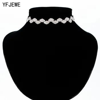 YFJEWE Sievietēm Jaunā Modes Pilnu Rhinestone Radīja Kristālu sānslīdi kaklasaite Kaklarota Sieviete, Kaklarotas Paziņojumu Apkakles Rotaslietas Ziemassvētku N369