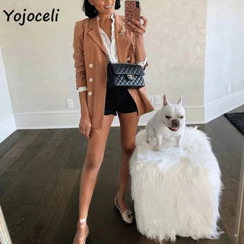 Yojoceli 2019 moderns dubultā breased bleizeri mētelis sievietēm streetwear virsdrēbes mētelis, jaka sieviešu