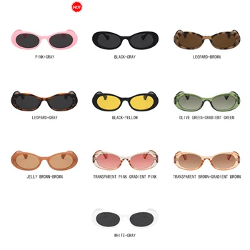 YOOSKE Mazas Ovālas formas Saulesbrilles Sievietēm, Vīriešiem Luksusa Zīmolu, Dizaineru, Saules Brilles Slīpumu, Klasiskās Zaļās Brilles UV400 Dāmas Spogulis