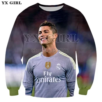YX Meitene 2018 Modes Vīriešu sporta Krekls 3d Drukas Cristiano Ronaldo sporta Krekli ar garām Piedurknēm Džemperis Vīriešiem Sieviešu Rudens Tracksuit