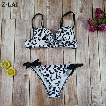 Z-PILSĒTĀ Sexy Leopards Drukāt Bikini push up peldkostīmi sievietēm ar Zemu Vidukļa Siksna Peldkostīmu Sieviešu peldkostīms plus lieluma bikini komplekts biquini