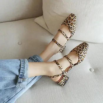 Zapatos Mujer De Liels Pluss, Izmērs 48 Sieviešu Leoparda Kurpes Sievietei Laukumā Zemiem Papēžiem Elastīgs Sandales Dāmas Sieviešu Leopard Sandales 33