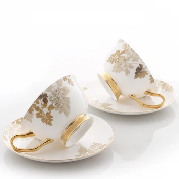 Zelta Loka Kaula porcelāna Keramikas Tējas Kafijas Tasi Uzstādīt Etiopijas Luksusa Eiropas Baltās Porcelāna Tazas De Cafe Dinnerware Komplekti E5BD