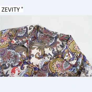 ZEVITY Sieviešu Vintage Indijas Ziedu Drukāt Vērtnes Shirtdress Dāmas Paisley Kimono Vestidos Šiks Puse Sadalīta Gadījuma Kleitas DS4518