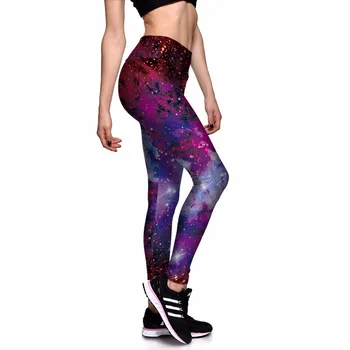 Zeķes Sieviešu Zvaigzne Visumā Spīd Galaxy Violetu 3D Drukas BIKSES Sieviešu Augstās Jostasvietas Bikses Bikses Fitnesa Top Pārdošanas