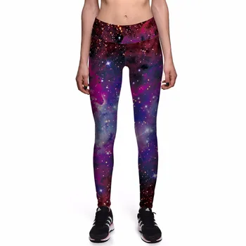 Zeķes Sieviešu Zvaigzne Visumā Spīd Galaxy Violetu 3D Drukas BIKSES Sieviešu Augstās Jostasvietas Bikses Bikses Fitnesa Top Pārdošanas
