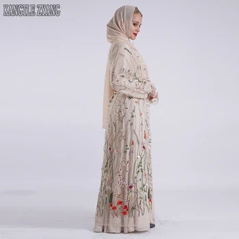 Ziedu Abaya Kimono Mujer Jaciņa Hijab Musulmaņu Kleita Kaftan Dubaija Turcija Caftan Islāma Apģērba Abayas Sieviešu Drēbes Ramadan