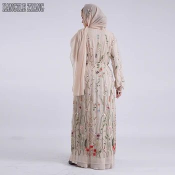 Ziedu Abaya Kimono Mujer Jaciņa Hijab Musulmaņu Kleita Kaftan Dubaija Turcija Caftan Islāma Apģērba Abayas Sieviešu Drēbes Ramadan