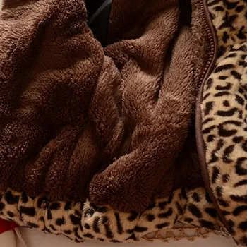 Ziemas Bērni, Meitenes faux Leopard fox kažokādas apkakli, mētelis, Jaka Mazulim Meitene Jakas Kapuci Zīdaiņiem Apģērbs Bieza Siltas Jakas Y8