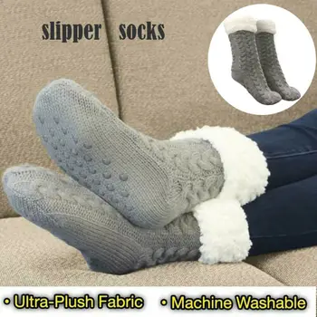 Ziemas Unisex Sieviešu Vīriešu Huggle Tupele Zeķes Ultra-Plīša Vilnas Anti-Slip Satver Silts Super Soft High Socks