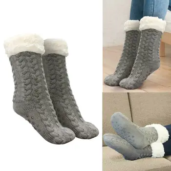 Ziemas Unisex Sieviešu Vīriešu Huggle Tupele Zeķes Ultra-Plīša Vilnas Anti-Slip Satver Silts Super Soft High Socks