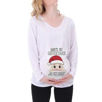Ziemassvētku Baby 1. Iespiesti Topi Dzemdību Tee Krekli Grūtniecības T Apģērbs Enceinte Moderns Krekli Grūtnieču Drēbes Dāvanu