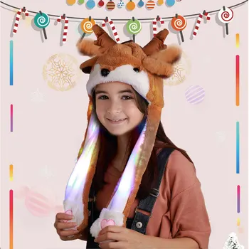 Ziemassvētku briežu cepure Cepure, kas Pārvietojas Auss Ar Gaismas Un Mūzikas Cute Karikatūra Rotaļlietas Cepuri Kawaii Smieklīgi Klp Bērniem Spīdēt Ziemas Cepure