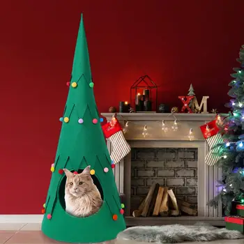 Ziemassvētku Koks, Suns, Kaķis Gultā, Ziemā Silts Pet Ligzdu Kaķu Nams Suns, Mājdzīvnieku Preces, Mājdzīvnieku Gulta Kaķu Pakaiši Audzētava Cute Ziemassvētku Dāvanas Mājās