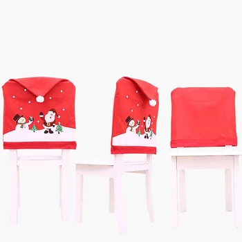Ziemassvētku Krēslu Pārvalki Santa Claus, Sniegavīrs Red Hat Vakariņu Galda, Krēsla Pārsegs Ziemassvētku Rotājumi Mājās Ziemsvētki Jaunajā Gadā Grupa