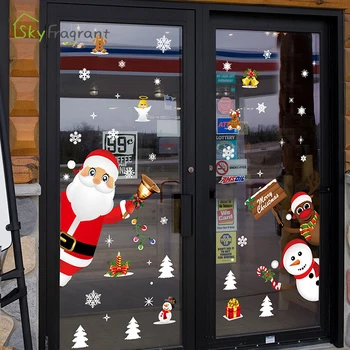 Ziemassvētku radošā apdare, sienas uzlīmes Ziemassvētku uzlīmes, mājas dekoru logu apdare cute Santa Claus bērnu istabas sienas dekors