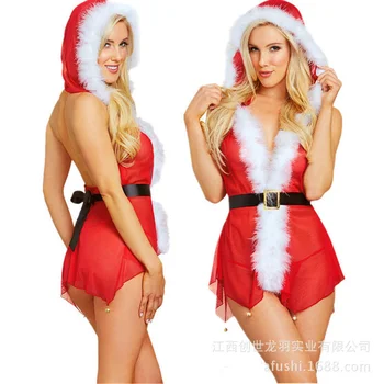 Ziemassvētku Sexy Apakšveļa Porno Bodydoll Santa Klauss, Ziemassvētku Sarkanā Kapuci Kleita Eksotisku Apģērbu Nakts Ziemassvētku Puse Erotiska Valkā