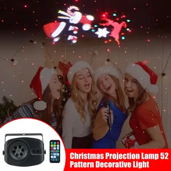 Ziemassvētku Zvaigžņotām Lāzera Projektoru 52 Modelis LED Disko Gaismas Tālvadības pults, Taimeris Skatuves Gaismas Iekštelpu Puses Santa Projekcijas Lampas