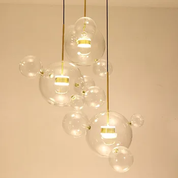 Ziemeļvalstu Dizaina LED Lustras Apgaismojums, caurspīdīga Stikla Burbulis/Pasaulē/Sfēra/Griestu Kulons Spīdumu Lustra LED Ēdamistabas Kritums Lampas