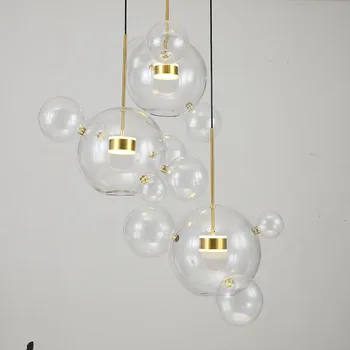 Ziemeļvalstu Dizaina LED Lustras Apgaismojums, caurspīdīga Stikla Burbulis/Pasaulē/Sfēra/Griestu Kulons Spīdumu Lustra LED Ēdamistabas Kritums Lampas
