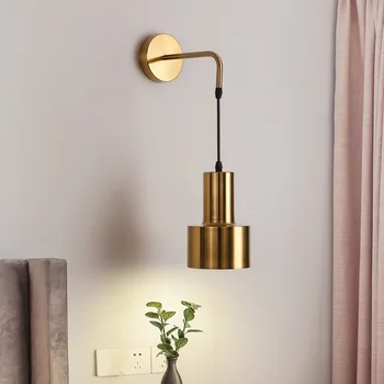 Ziemeļvalstu radošas personības zelta dzīvojamā istaba guļamistaba sienas lampas minimālisma apģērbu veikals, viesnīca, koridora fona sienas lampas